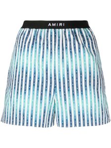 AMIRI logo-waistband striped shorts - Bleu