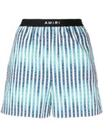 AMIRI logo-waistband striped shorts - Bleu - thumbnail