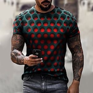 Voor heren T-shirt 3D Print Strakke ronde hals Ronde hals Wit Lichtgroen Roze Donker paars Rood 3D-afdrukken Grote maten Casual Dagelijks Korte mouw Kleding Vintage Streetwear overdreven Ontwerper Lightinthebox