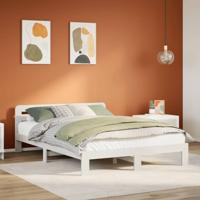 Bedframe zonder matras massief grenenhout wit 140x190 cm