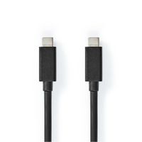 USB-Kabel | USB 3.2 Gen 2x2 | USB-C Male | USB-C Male | 100 W | 4K@60Hz | 20 Gbps | Vernikkeld | 2.00 m | Rond | PVC | Zwart - thumbnail