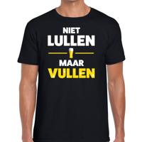 Niet Lullen maar Vullen tekst t-shirt - zwart - voor heren - drank - foute party kleding