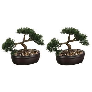 Set van 2x stuks atmosphera bonsai in keramische pot 23 cm