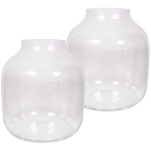 2x stuks ronde vaas helder glas 38 cm