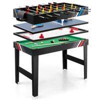 4-in-1 Multi-Speeltafel 125 cm Tafelvoetbaltafel met Poolbiljart Airhockey en Tafeltennis voor Thuisspelkamers Feestbars Zwart