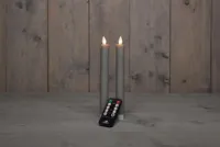 Anna's Collection LED dinerkaars flame effect rustiek 23 cm bruin 2 stuks