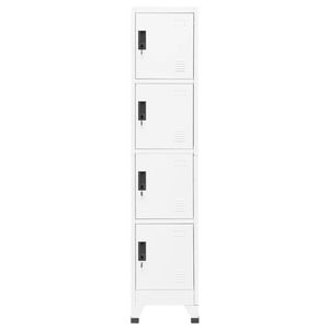 The Living Store Lockerkast - Staal - 38 x 45 x 180 cm - Wit - 4 afsluitbare deuren