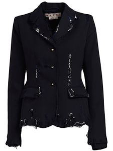 Marni blazer boutonné à effet usé - Noir