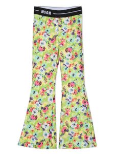 MSGM Kids legging évasé à taille à logo - Vert