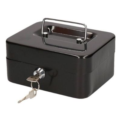 Orange85 - Geldkist - Metaal - Zwart - Met Sleutel - Met Handvat