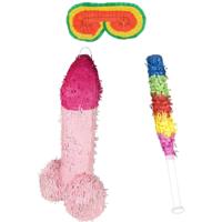 Pinata Penis/piemel - 46 x 30 cm - set met stok en masker - vrijgezellenfeest/Verjaardag