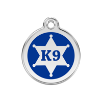 Sheriff Navy roestvrijstalen hondenpenning medium/gemiddeld dia. 3 cm - Reddingo