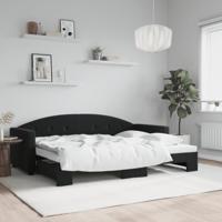 Slaapbank met onderschuifbed 80x200 cm fluweel zwart