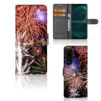 Sony Xperia 5III Wallet Case met Pasjes Vuurwerk - thumbnail