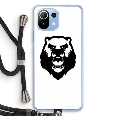 Angry Bear (white): Xiaomi Mi 11 Lite Transparant Hoesje met koord
