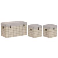 Kofferset Home ESPRIT Zwart Beige Polyester Hout Scandi 80 x 40 x 44 cm (3 Stuks)