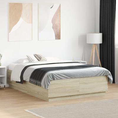 Bedframe bewerkt hout sonoma eikenkleurig 120x190 cm