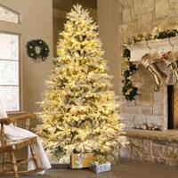 210 cm Kunstkerstboom met Sneeuw en Verlichting Dennenboom met 450 Warmwitte LED-lampen