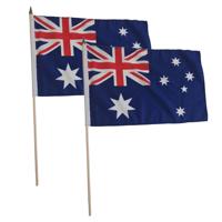 Set van 2x stuks luxe grote zwaaivlaggen Australie 30 x 45 cm