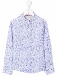 Brunello Cucinelli Kids chemise boutonnée à motif cachemire - Bleu