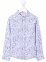 Brunello Cucinelli Kids chemise boutonnée à motif cachemire - Bleu