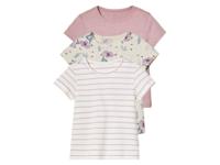lupilu 3 peuters T-shirts (110/116, Wit/strepen/roze) - thumbnail