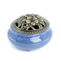 Wierook Brander Traditioneel Tibetaans Design Keramiek Blauw - 10 x 10 x 6 cm