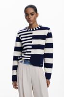 Trui met gecombineerde strepen - BLUE - L Trui met gecombineerde strepen - BLUE - L