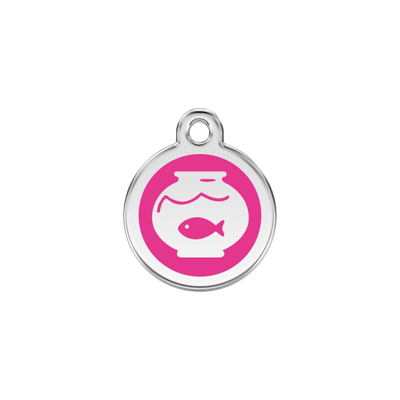 Fish Bowl Hot Pink roestvrijstalen kattenpenning small/klein dia. 2 cm - Reddingo