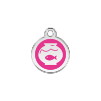 Fish Bowl Hot Pink roestvrijstalen kattenpenning small/klein dia. 2 cm - Reddingo