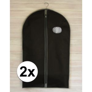 2x Beschermhoezen voor kleding zwart 100 cm   -