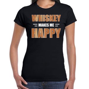 Whiskey makes me happy drank t-shirt / kleding zwart voor dames