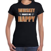 Whiskey makes me happy drank t-shirt / kleding zwart voor dames - thumbnail