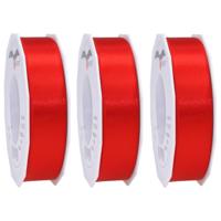 Cadeaulint Satijn - 3x - 2.5 cm x 25 meter - rood - cadeaus inpakken - sierlint