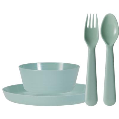 Kunststof kinderservies set - 24-delig - mintgroen - Campingservies / picknickservies
