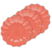 Feestbordjes/gebaksbordjes met schulprand - 24x - koraal roze - rond - karton - 21 cm