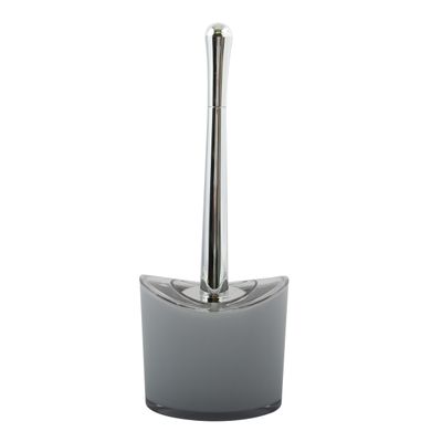 Toiletborstel in houder/wc-borstel Aveiro - PS kunststof/rvs - lichtgrijs/zilver - 37 x 14 cm