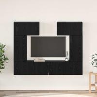 Tv-meubelset 6 pcs Zwart eiken 80 x 30 x 30 cm Bewerkt hout