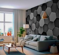 Hexagonen donkere Fotobehang woonkamer