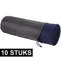 10x Fleece deken navy 150 x 120 cm