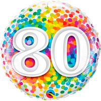 Folie Ballon 80 Jaar Met Confettipint 45 Cm Leeftijd Feestartikelen - Ballonnen - thumbnail