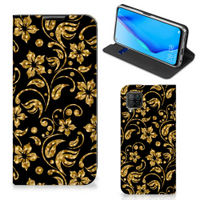 Huawei P40 Lite Smart Cover Gouden Bloemen - thumbnail