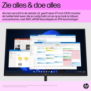 HP E27Q G5 LED-monitor Energielabel E (A - G) 68.6 cm (27 inch) 2560 x 1440 Pixel 16:9 5 ms HDMI, DisplayPort, USB-A 3.2 Gen 1, USB-B IPS LED