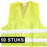 50x Veiligheidsvest fluorescerend geel voor volwassenen   -