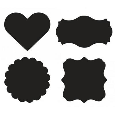 12x stuks krijtbord folie etiket vormpjes - voor op potjes/bussen/weckpotten/schriften