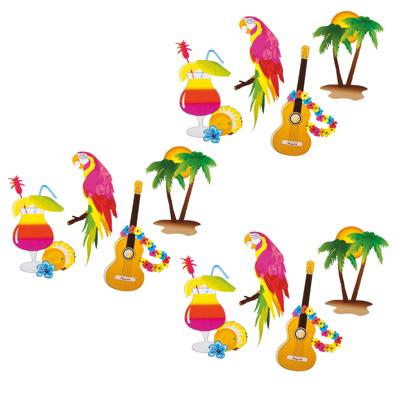 Boland Muurversiering Hawaii - 3x stuks - 35 cm - tropisch thema - versiering Boland Muurversiering Hawaii - 3x stuks - 35 cm - tropisch thema - versiering