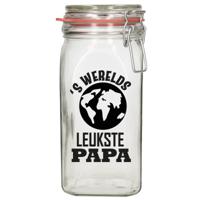 Bellatio Decorations Cadeau voorraadpot/snoeppot - papa - glas - 12 x 7 cm - 1,5 liter - Vaderdag   -