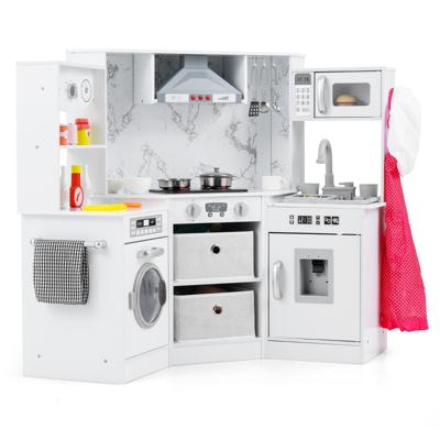 Houten Speelgoedkeuken voor Kinderen Hoekkeukenset-Wit