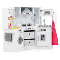 Houten Speelgoedkeuken voor Kinderen Hoekkeukenset-Wit