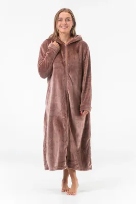 Gaubert lange fleece badjas met rits - Warme winter ochtendjas - Badjassen dames - Copy - Copy - Copy